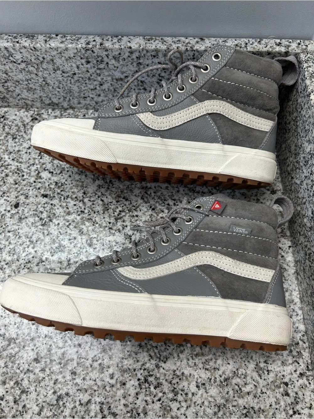 Vans Gray High-Top Sneakers with White Stripe